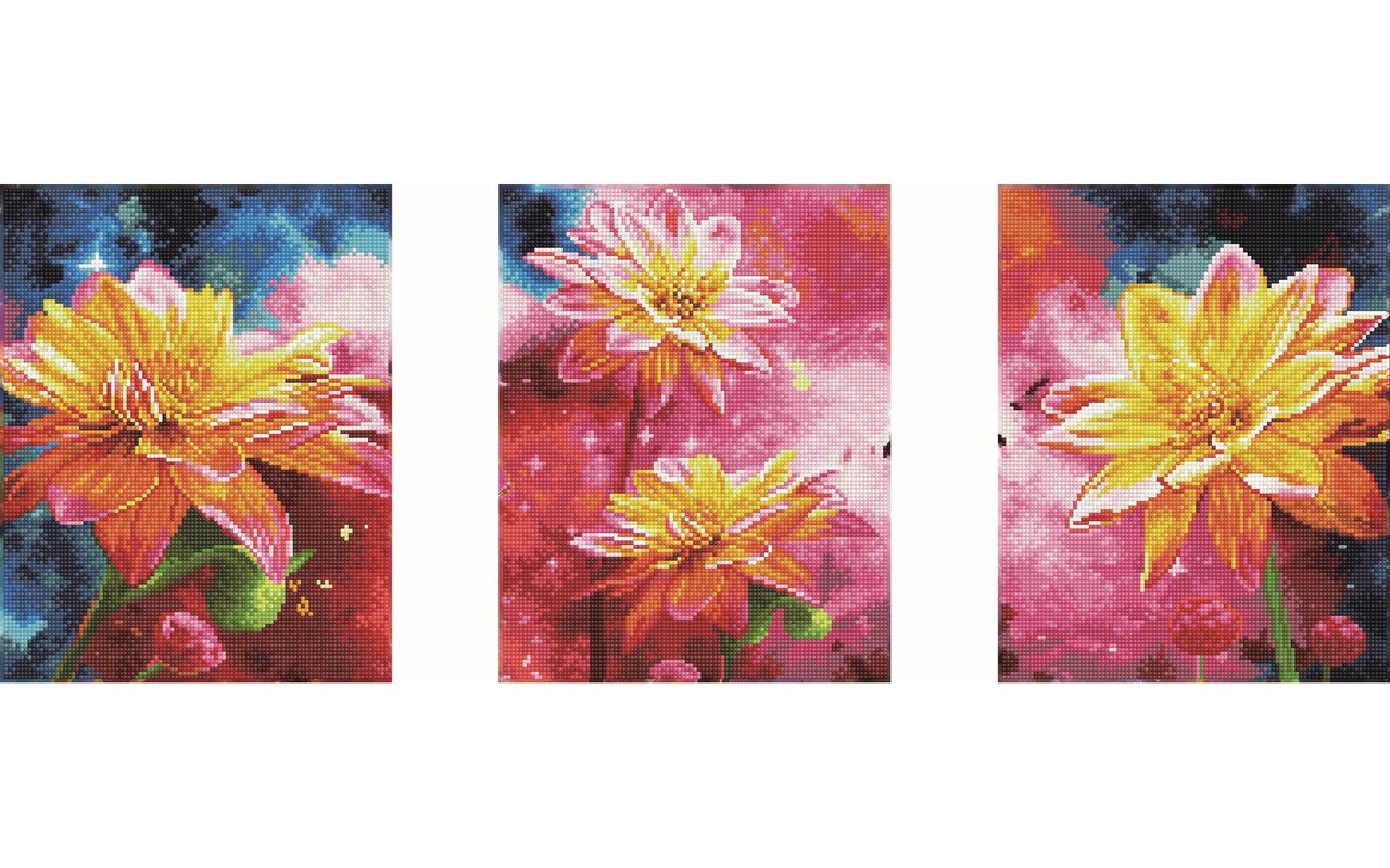 DIAMOND ART BY LEISURE ARTS Diamond Painting Kits For Adults 11x14  Triptych 3pc Yellow Flowers